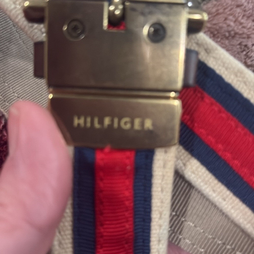 Men's H&M Red/Blue Cotton Leather Preppy Nautical Stripes Belt - Picture 3 of 6